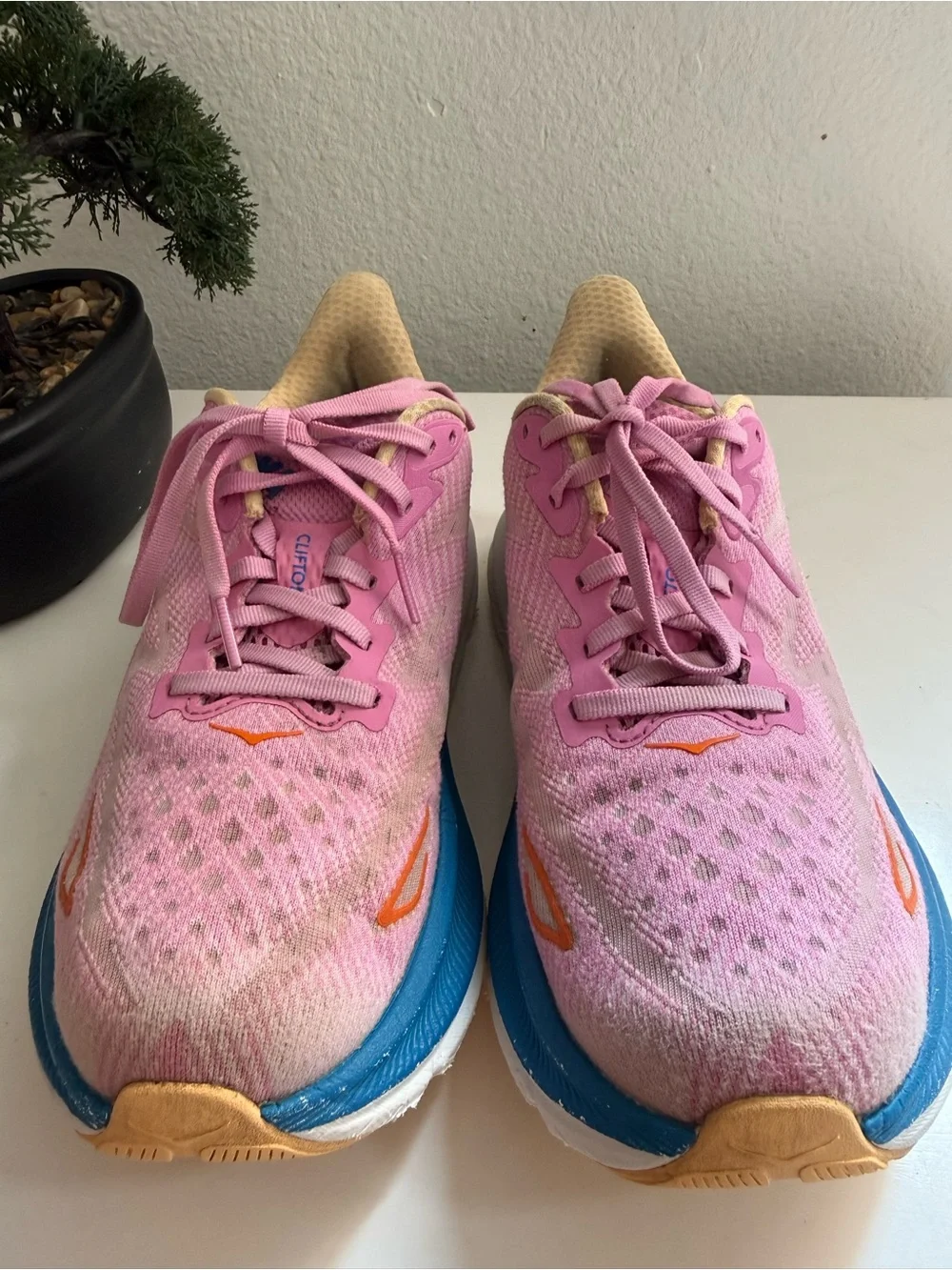 Hoka Clifton 9 Women size 7.5 Pink and Blue Running Sneaker